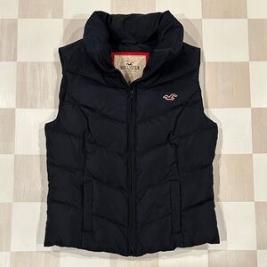 hollister y2k dark navy blue down feather puffer vest